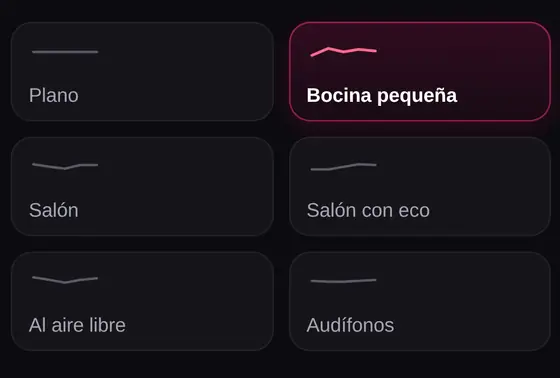 Los cinco ajustes de ecualizador de SCM